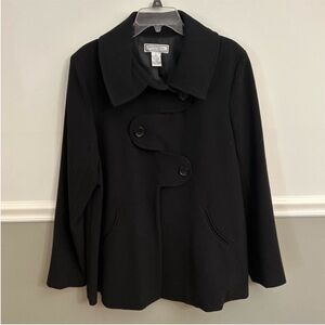 George Simonton Says Black Unique Winter Swing Cape Coat Size Large